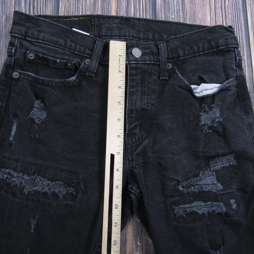 Levi 511 Slim Jeans Mens 30x30 Black Distressed Ripped Denim Pants